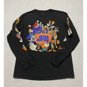 Space Jam A New Legacy Mens M Black Long Sleeve Graphic T-Shirt Looney Tunes